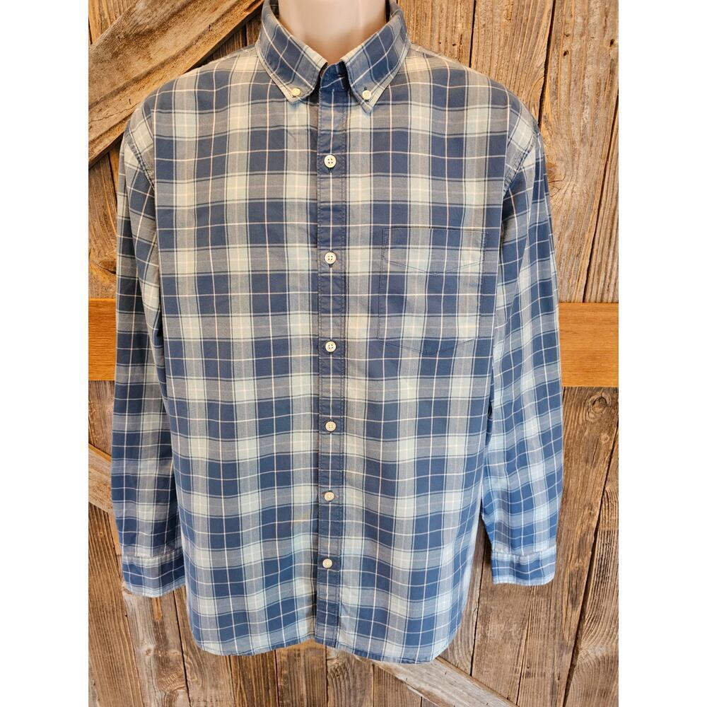 Bonobos standard fit size XL Blue Plaid long sleeve button up proffesional EUC